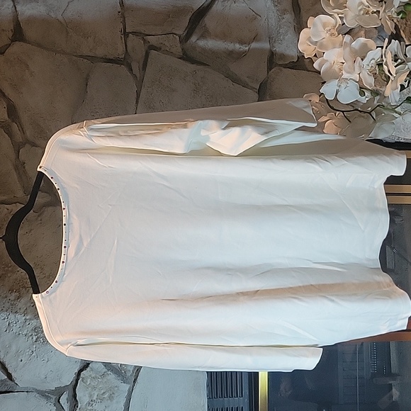 Quaker Factory Cream Scottie Dog Embellished 3/4 Sleeve T-Shirt sz 3X - Picture 5 of 5